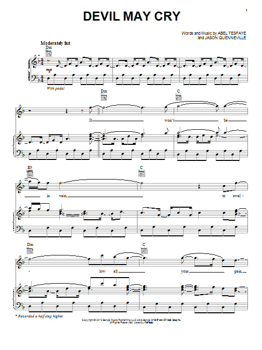 The Weeknd Devil May Cry sheet music notes and chords. Download Printable PDF.