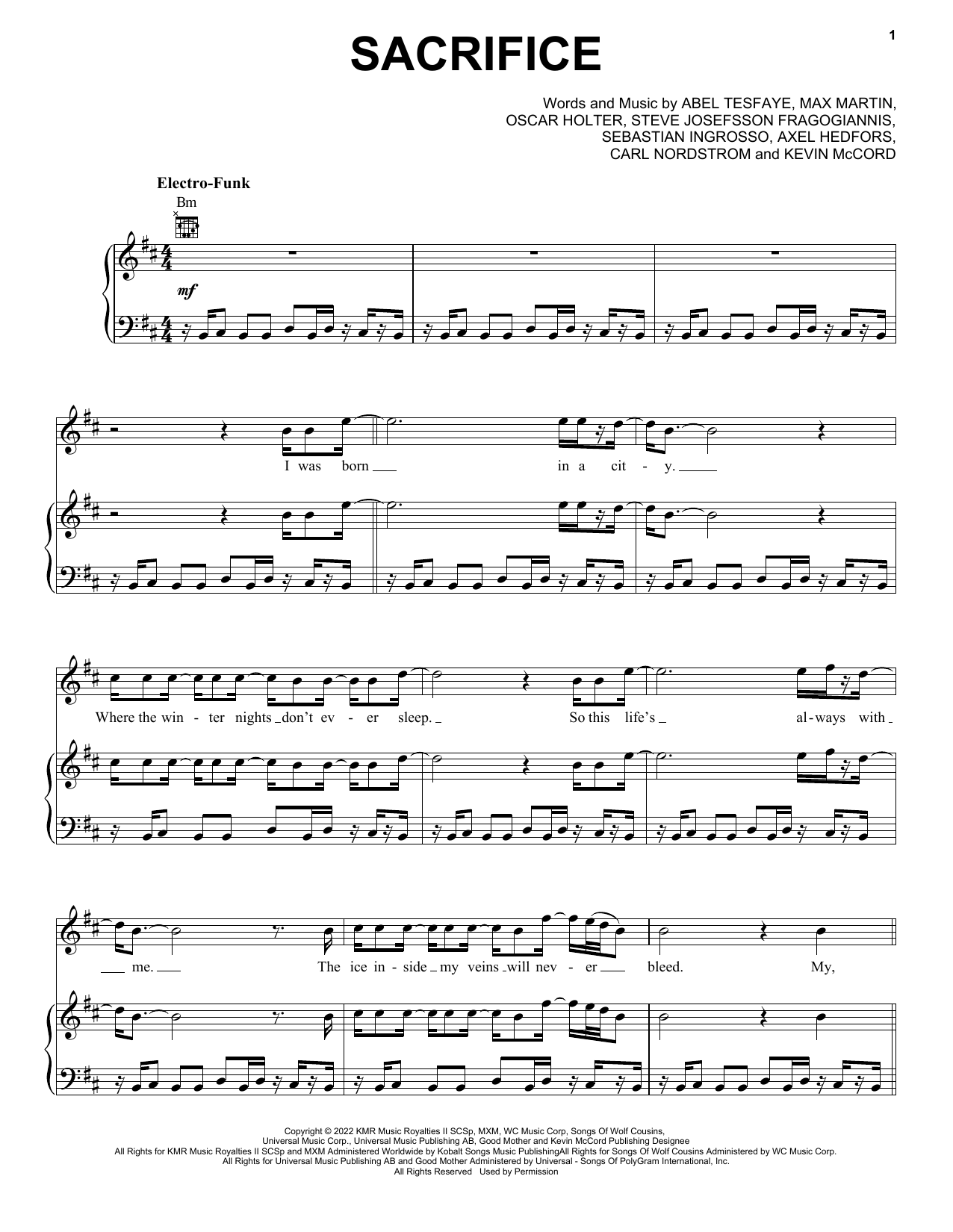 The Weeknd Sacrifice sheet music notes and chords. Download Printable PDF.