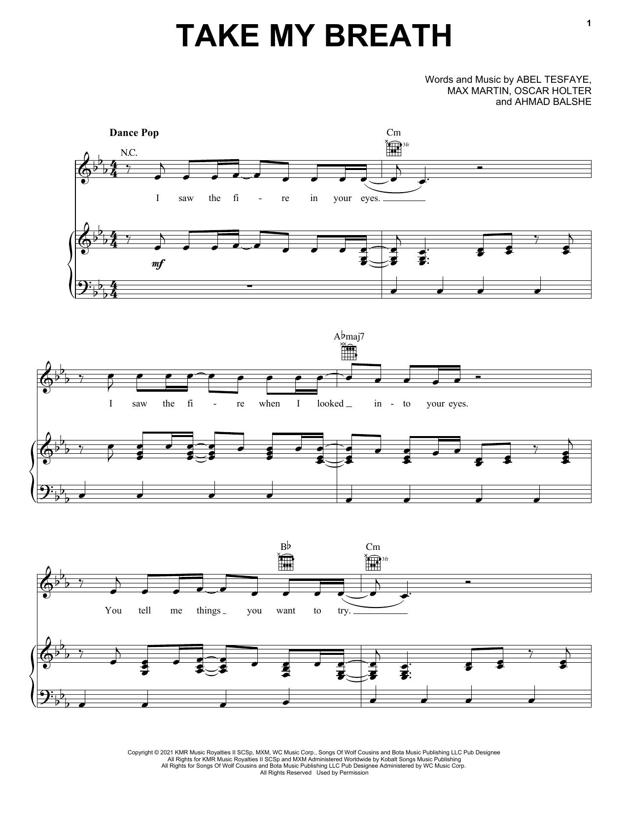 The Weeknd Take My Breath sheet music notes and chords. Download Printable PDF.