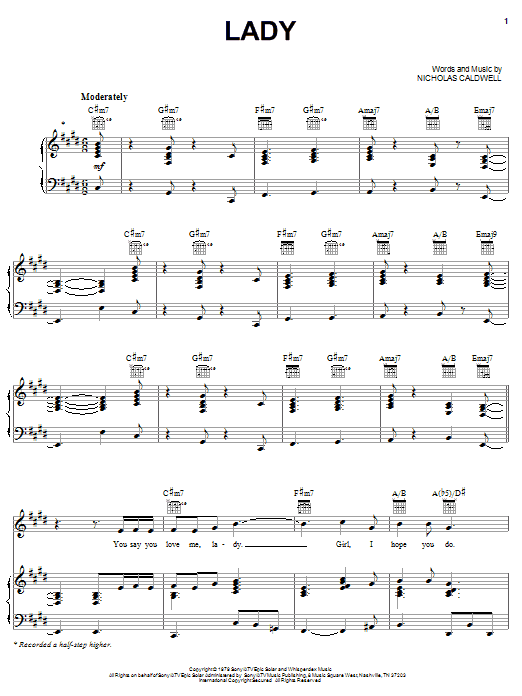 The Whispers Lady sheet music notes and chords. Download Printable PDF.