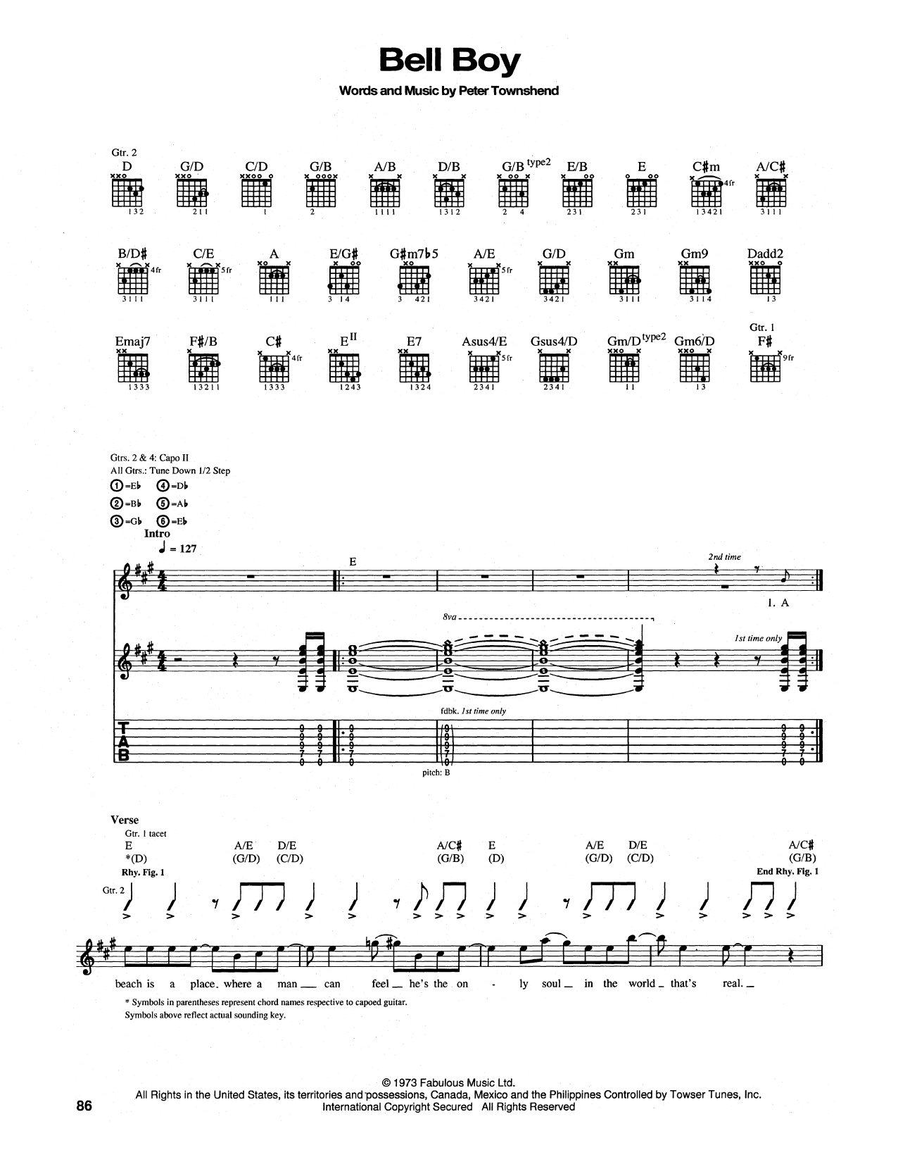 The Who Bell Boy sheet music notes and chords. Download Printable PDF.