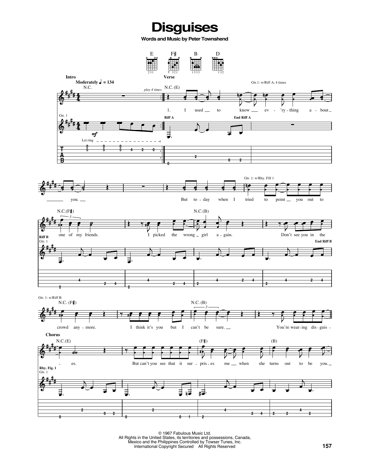 The Who Disguises sheet music notes and chords. Download Printable PDF.