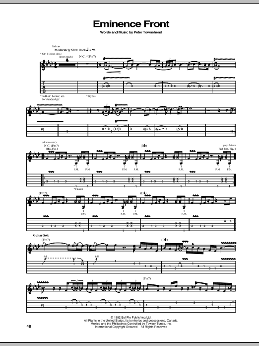 Learn to play The Who Eminence Front sheet music for Piano, Vocal & Guitar (Right-Hand Melody) in minutes. The Who Eminence Front sheet music notes and chords