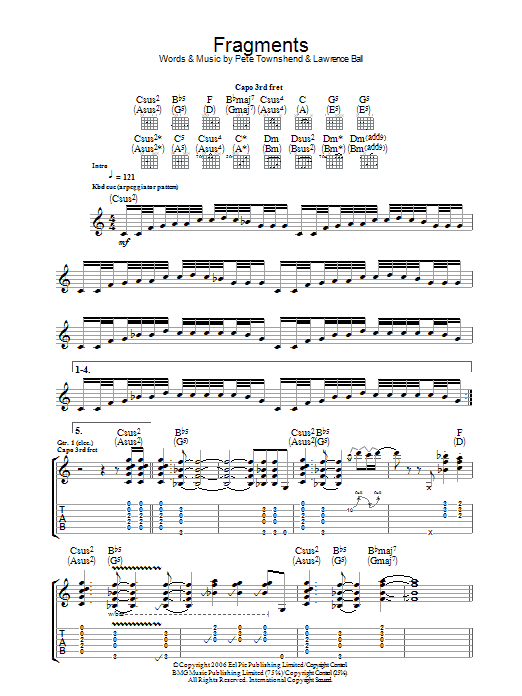 The Who Fragments sheet music notes and chords. Download Printable PDF.