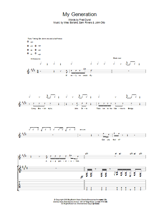 Oprør Inhalere forklædt The Who "My Generation" Sheet Music PDF Notes, Chords | Rock Score Bass  Download Printable. SKU: 253799