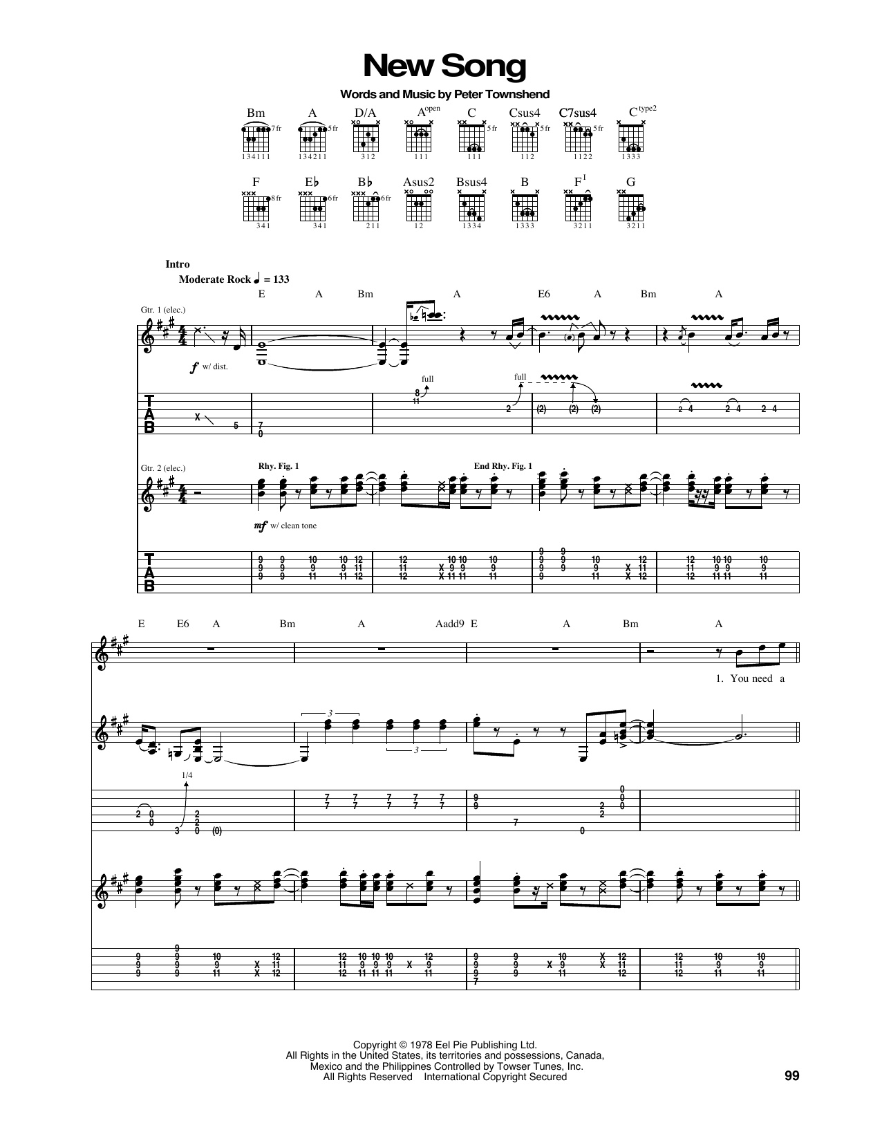 The Who New Song sheet music notes and chords. Download Printable PDF.