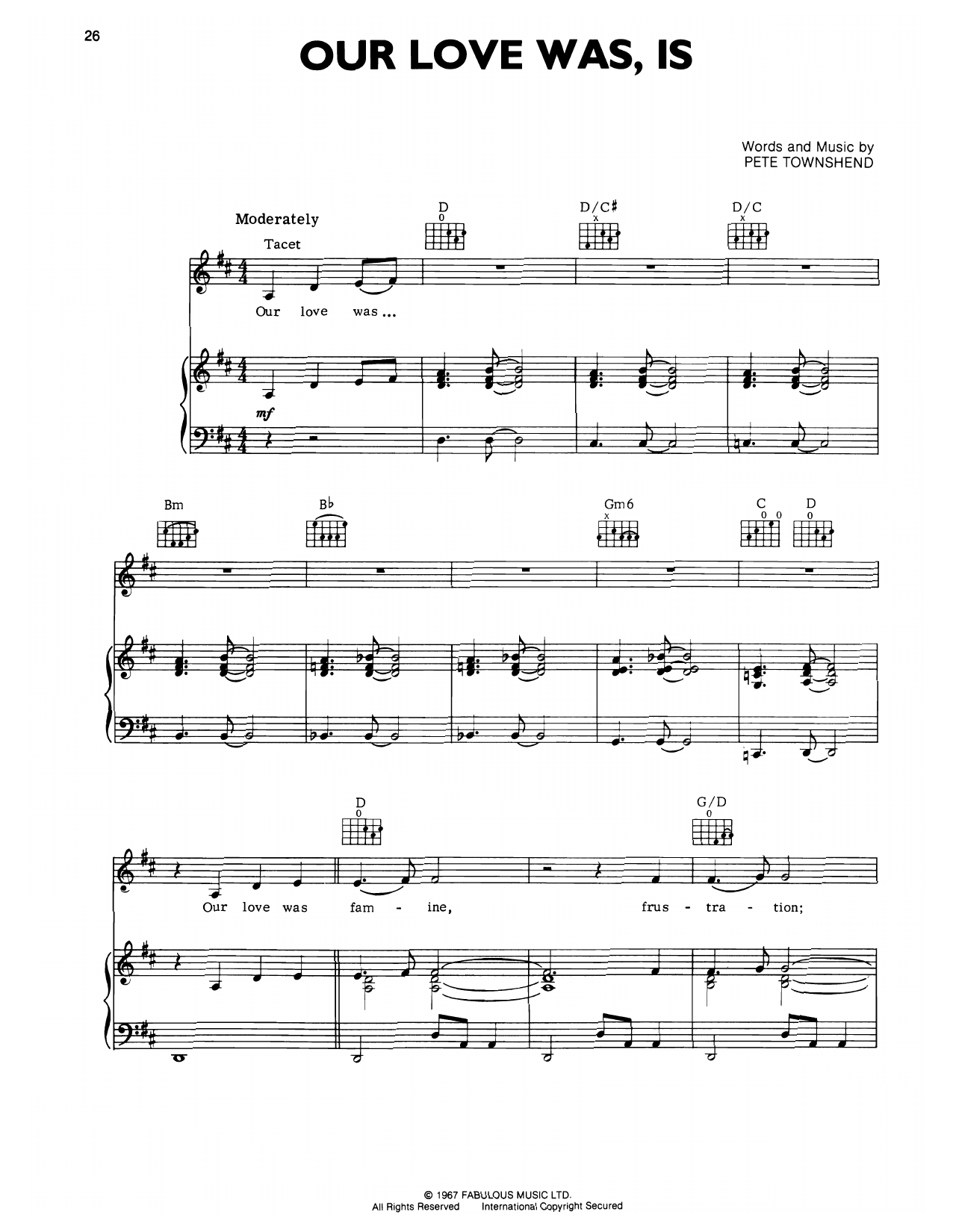 The Who Our Love Was sheet music notes and chords. Download Printable PDF.