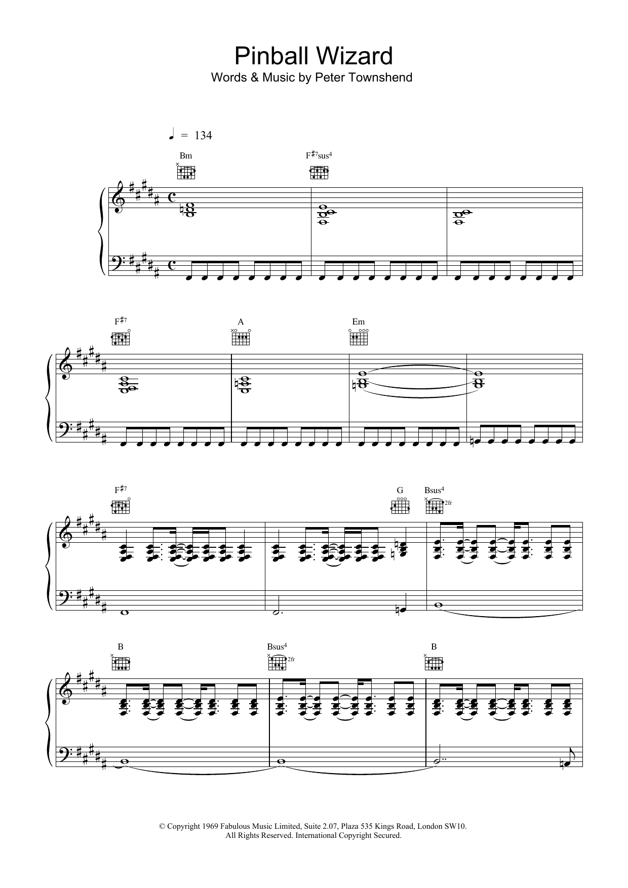 The Who Pinball Wizard sheet music notes and chords. Download Printable PDF.