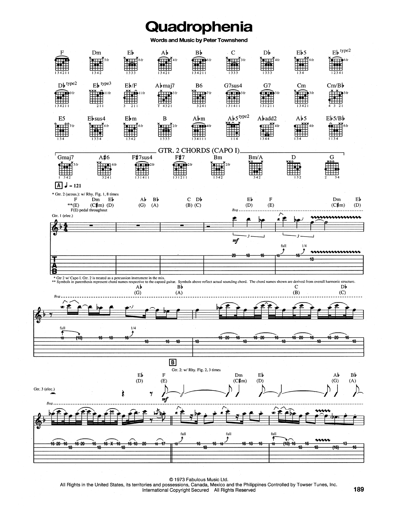 The Who Quadrophenia sheet music notes and chords. Download Printable PDF.