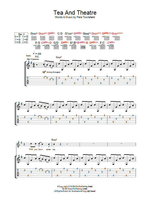 The Who Tea And Theatre sheet music notes and chords. Download Printable PDF.