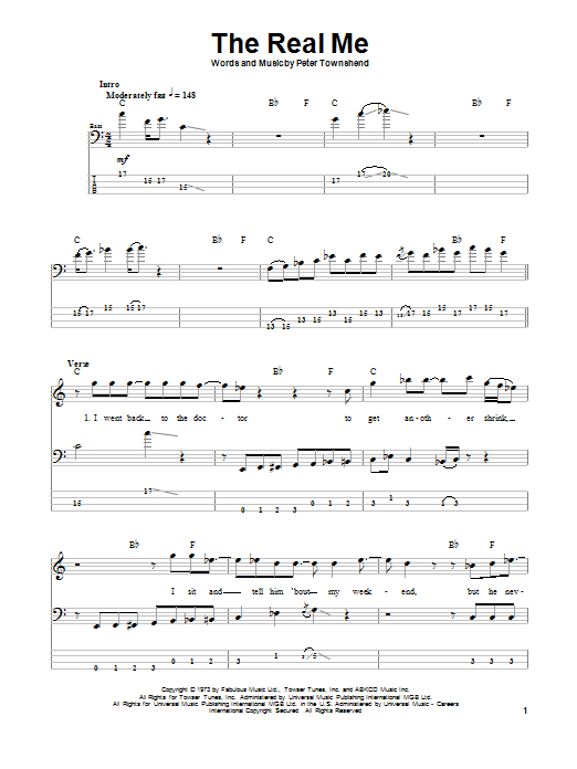 The Who The Real Me sheet music notes and chords. Download Printable PDF.