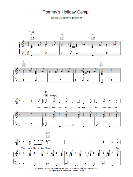 Learn to play The Who Tommy's Holiday Camp sheet music for Piano, Vocal & Guitar in minutes. The Who Tommy's Holiday Camp sheet music notes and chords