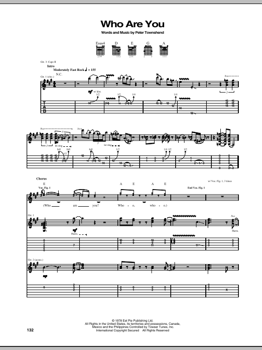 The Who Who Are You sheet music notes and chords. Download Printable PDF.