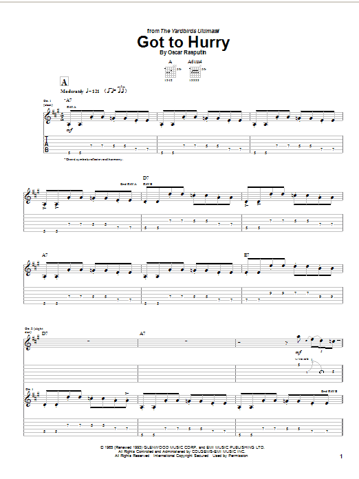 The Yardbirds Got To Hurry sheet music notes and chords. Download Printable PDF.