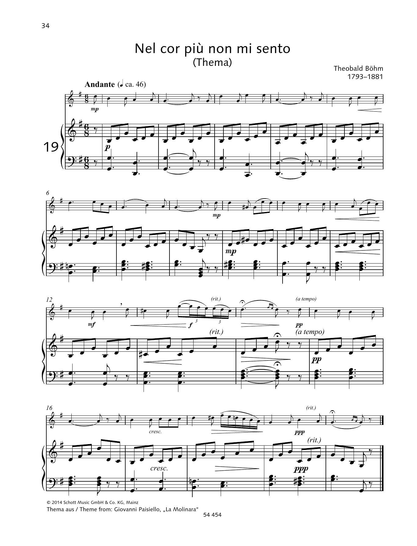Learn to play Theobald Böhm Nel Cor Più Non Mi Sento sheet music for Woodwind Solo in minutes. Price: 3.9900$ Theobald Böhm Nel Cor Più Non Mi Sento sheet music notes and chords arranged for Woodwind Solo