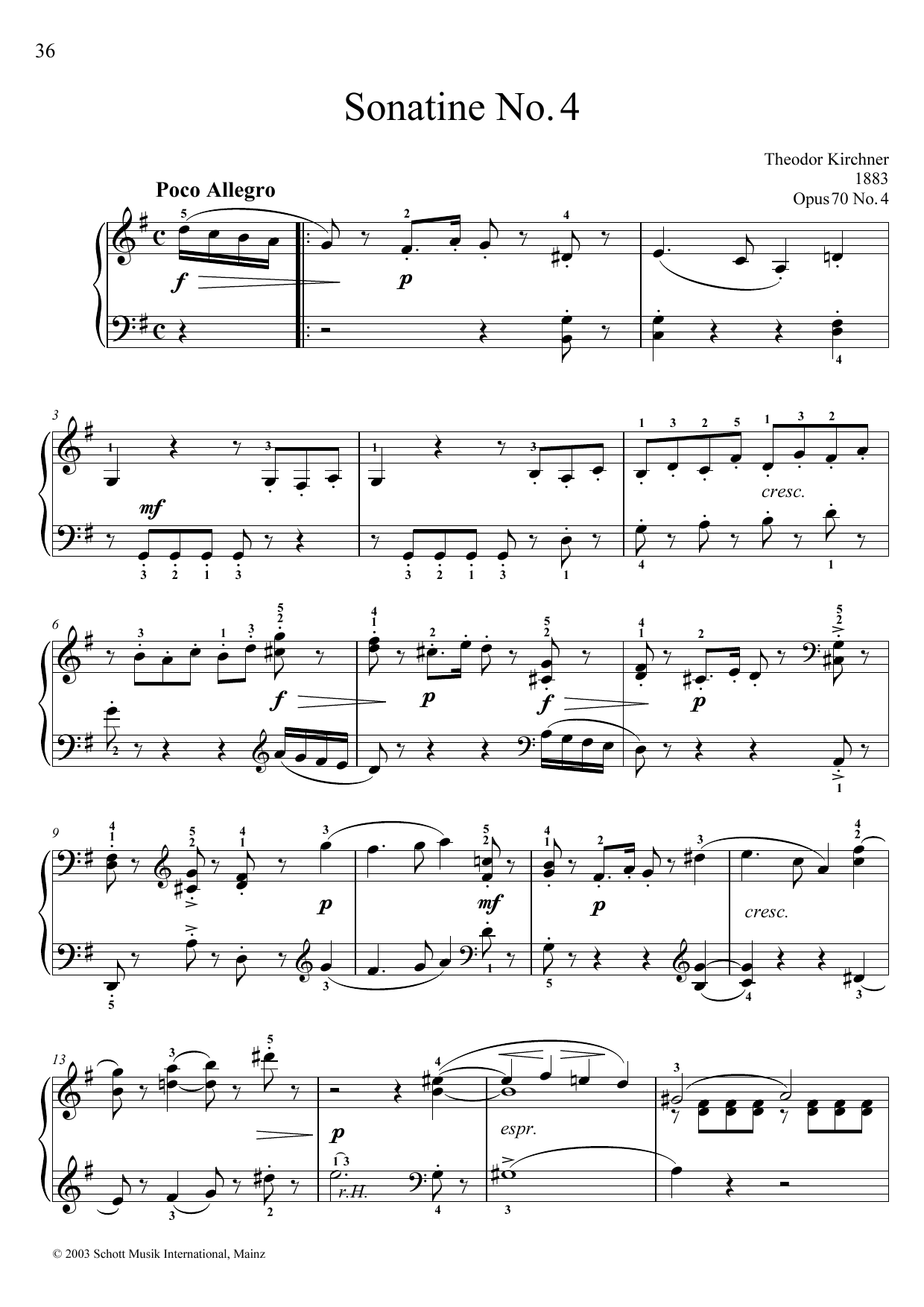 Learn to play Theodor Kirchner Sonatina No. 4 sheet music for Piano Solo in minutes. Price: 6.9900$ Theodor Kirchner Sonatina No. 4 sheet music notes and chords arranged for Piano Solo