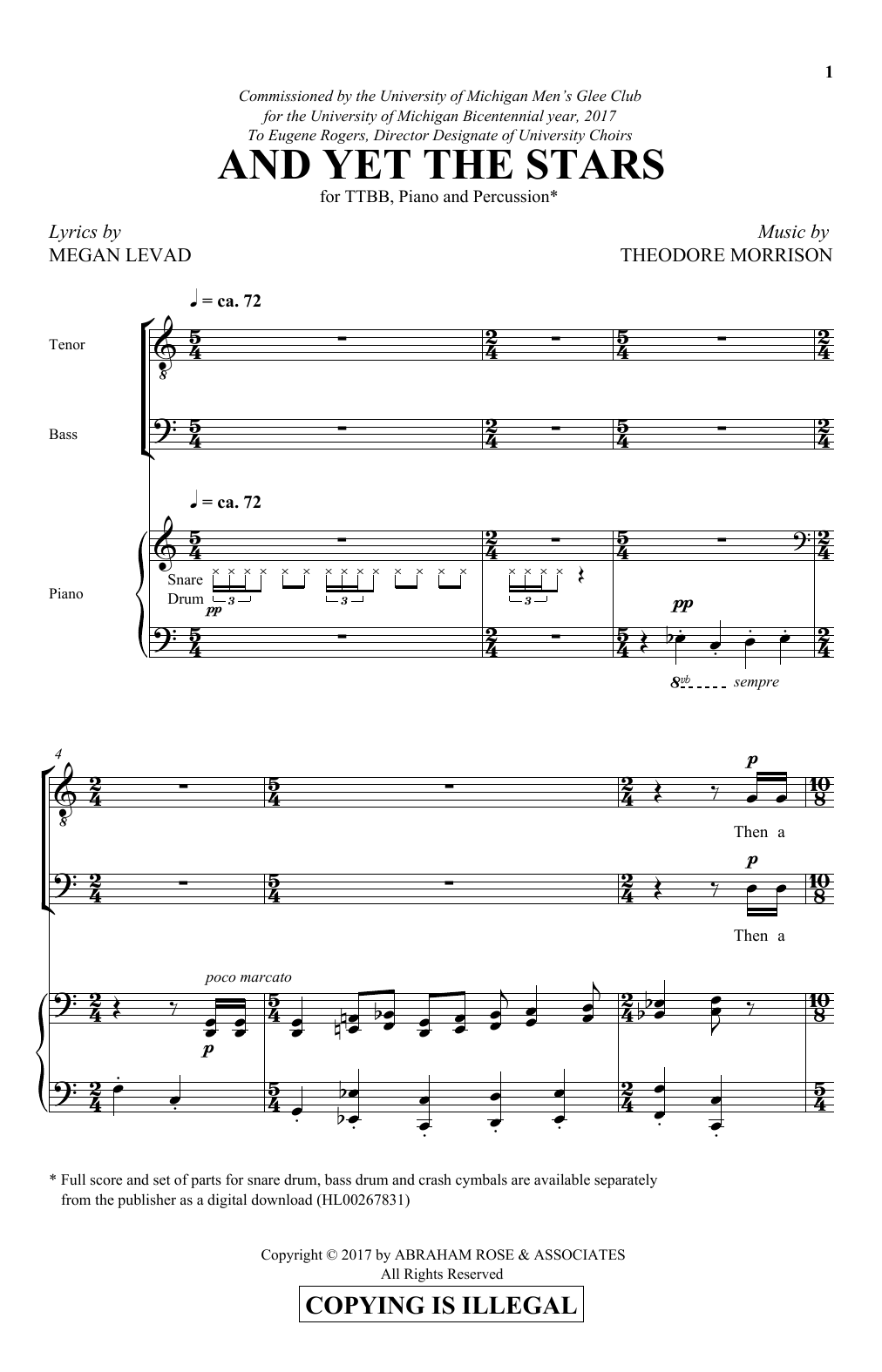 Theodore Morrison And Yet The Stars sheet music notes and chords arranged for TTBB Choir