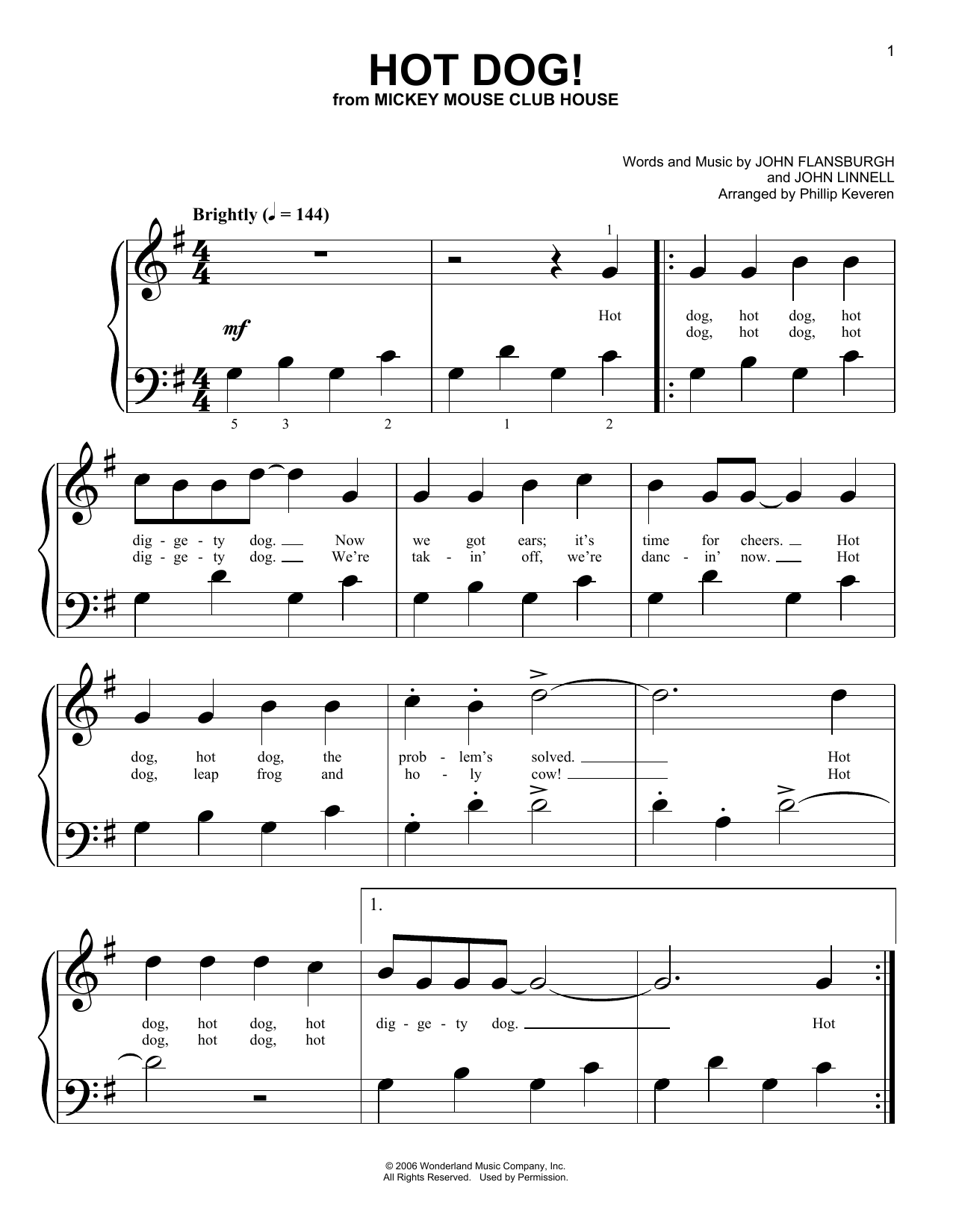 They Might Be Giants Mickey Mouse Clubhouse Theme Sheet Music in D Major  (transposable) - Download & Print - SKU: MN0074247