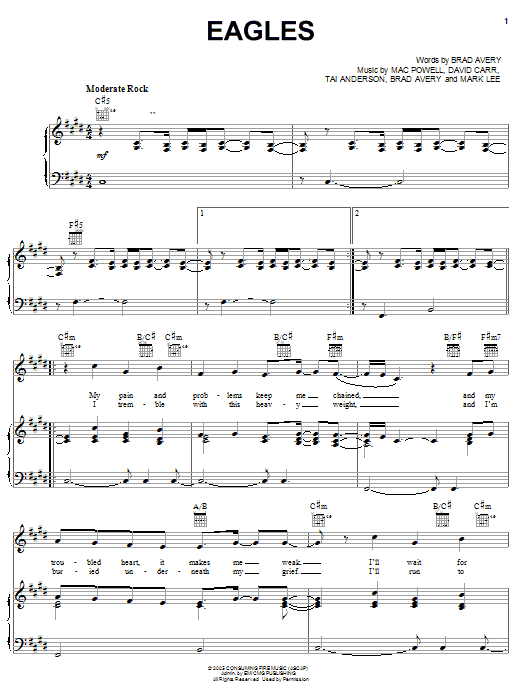 Third Day Eagles sheet music notes and chords. Download Printable PDF.