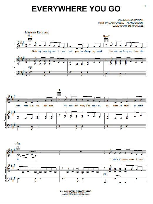 MUSICHELP Everywhere Sheet Music (Piano Solo) in D Major - Download &  Print - SKU: MN0210051