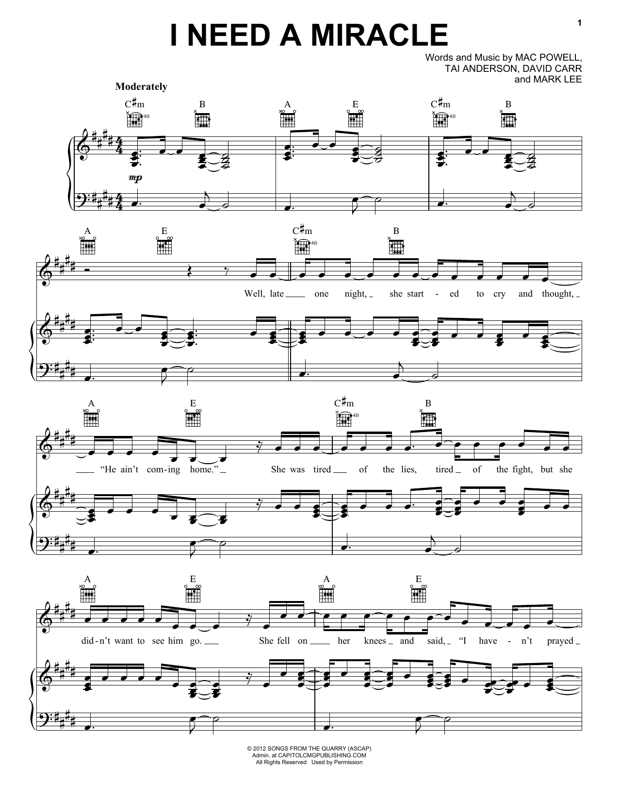Third Day I Need A Miracle sheet music notes and chords. Download Printable PDF.