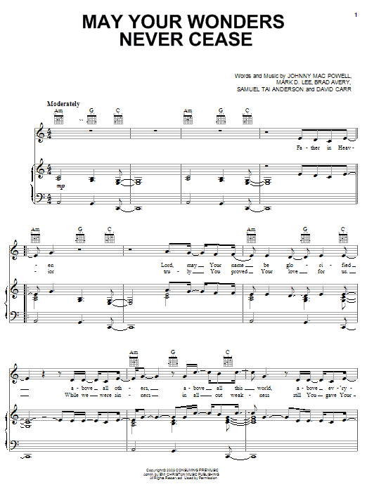Learn to play Third Day May Wonders Never Cease sheet music for Piano, Vocal & Guitar (Right-Hand Melody) in minutes. Third Day May Wonders Never Cease sheet music notes and chords. Download Printable PDF.