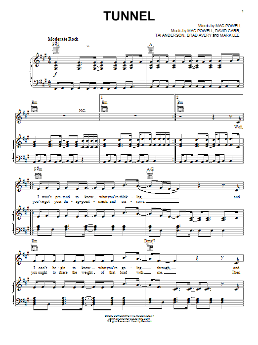 Third Day Tunnel sheet music notes and chords. Download Printable PDF.