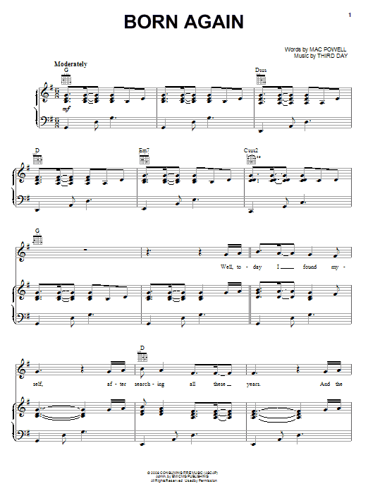 Third Day Featuring Lacey Mosley Born Again Sheet Music Pdf