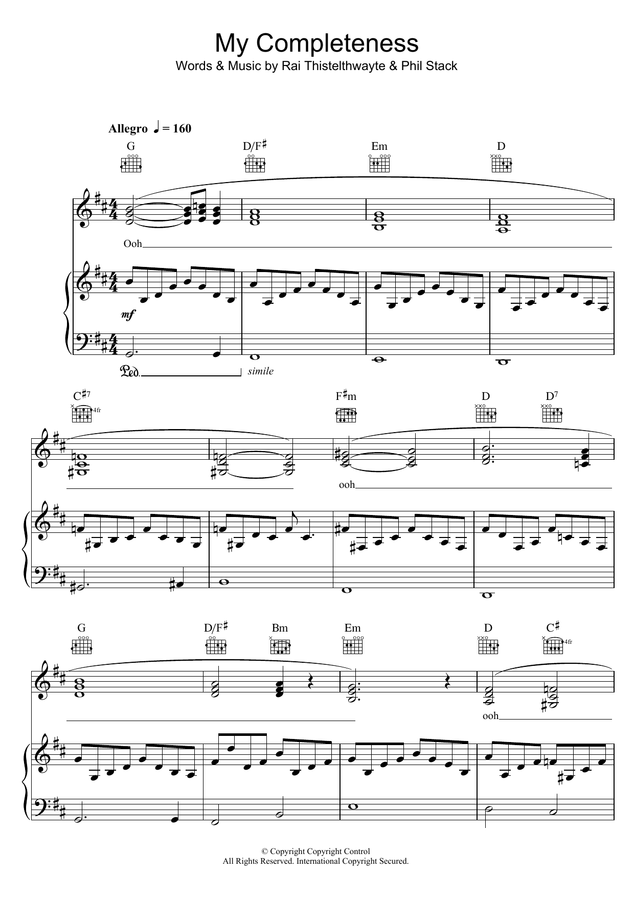 Thirsty Merc My Completeness Sheet Music Pdf Notes Chords Rock Score Piano Vocal Guitar Right Hand Melody Download Printable Sku 38916