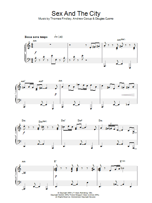 Thomas Findlay Theme From Sex And The City Sheet Music Pdf Notes 