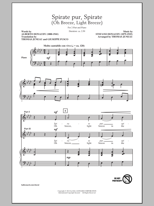 Learn to play Thomas Juneau Spirate Pur, Spirate (Oh Breeze, Light Breeze) sheet music for 2-Part Choir in minutes. Price: 3.9900$ Thomas Juneau Spirate Pur, Spirate (Oh Breeze, Light Breeze) sheet music notes and chords arranged for 2-Part Choir