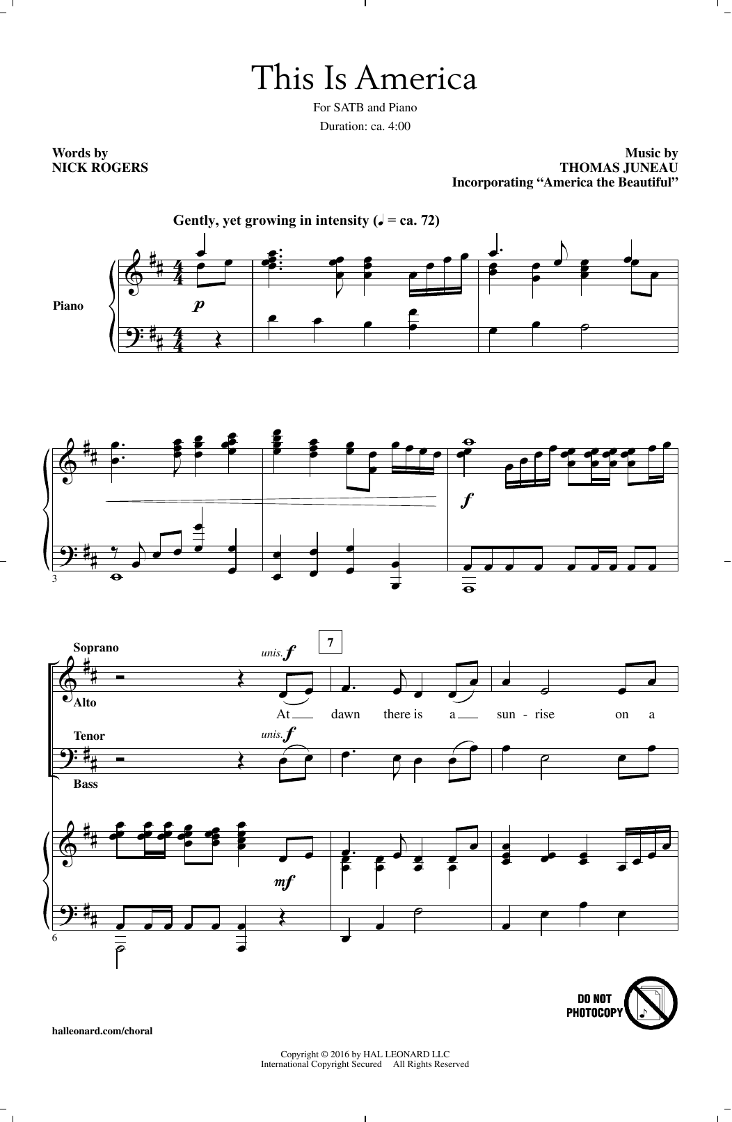 Thomas Juneau This Is America sheet music notes and chords. Download Printable PDF.