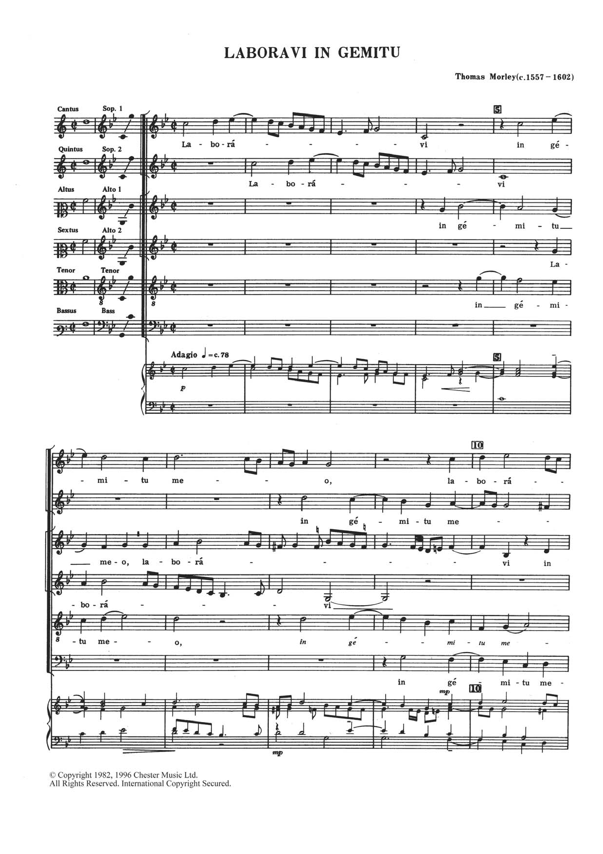 Thomas Morley Laboravi In Gemitu sheet music notes and chords. Download Printable PDF.