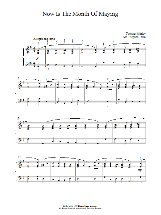 Thomas Morley Now Is The Month Of Maying sheet music notes and chords. Download Printable PDF.