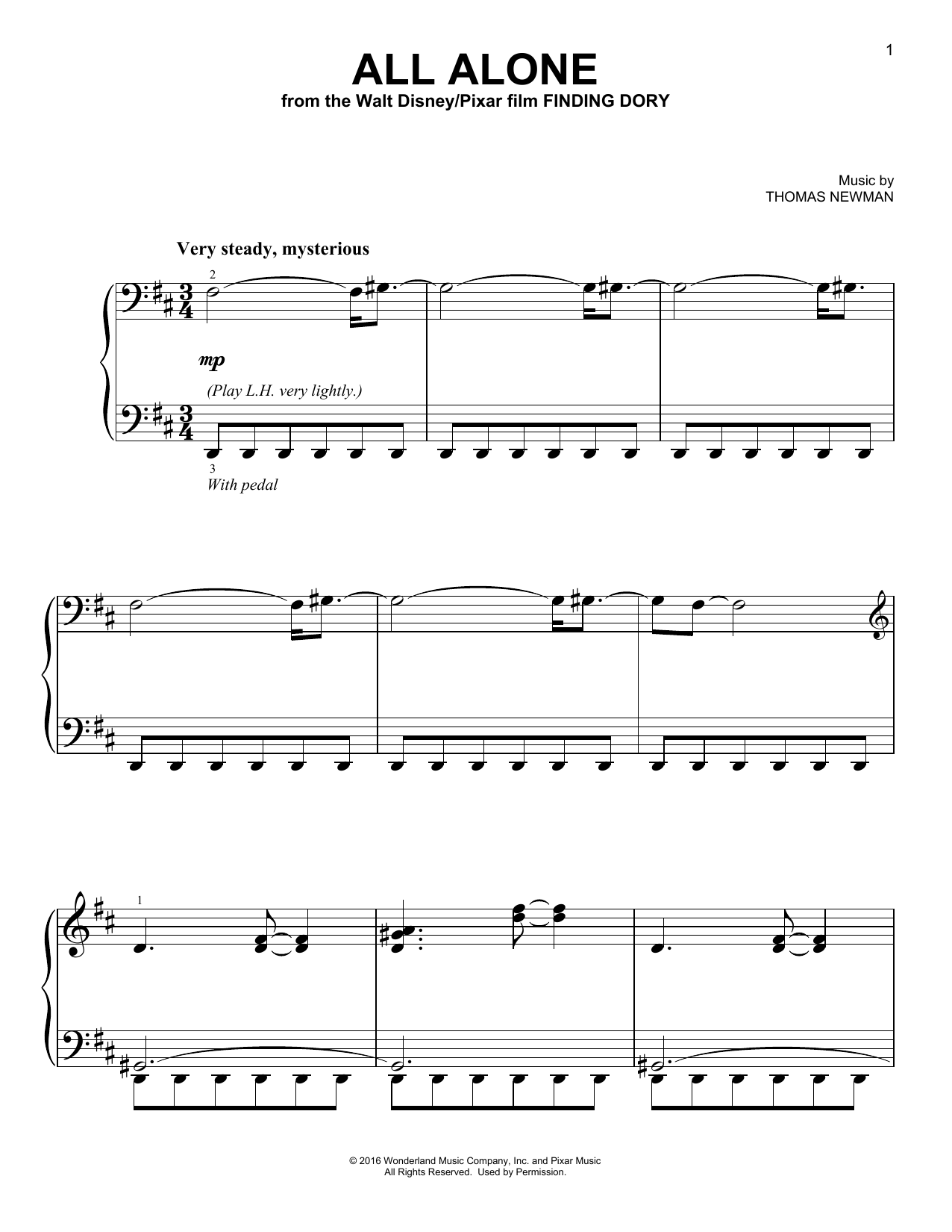 Learn to play Thomas Newman All Alone sheet music for Easy Piano in minutes. Price: 6.9900$ Thomas Newman All Alone sheet music notes and chords arranged for Easy Piano