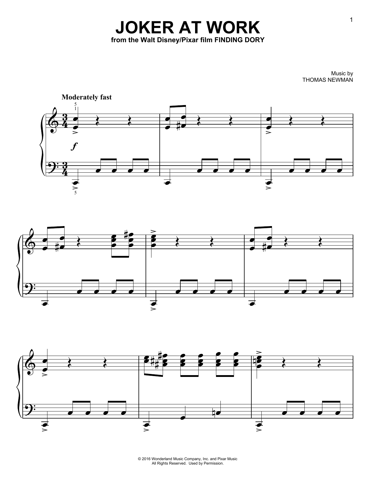 Learn to play Thomas Newman Joker At Work sheet music for Easy Piano in minutes. Price: 6.9900$ Thomas Newman Joker At Work sheet music notes and chords arranged for Easy Piano
