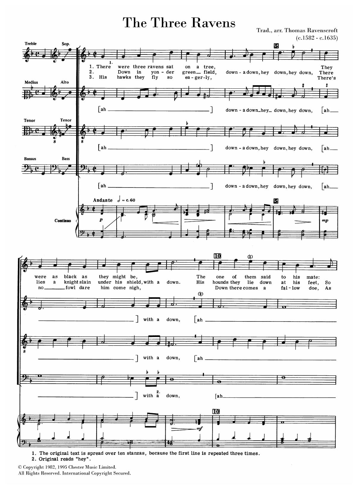 Thomas Ravenscroft The Three Ravens sheet music notes and chords. Download Printable PDF.