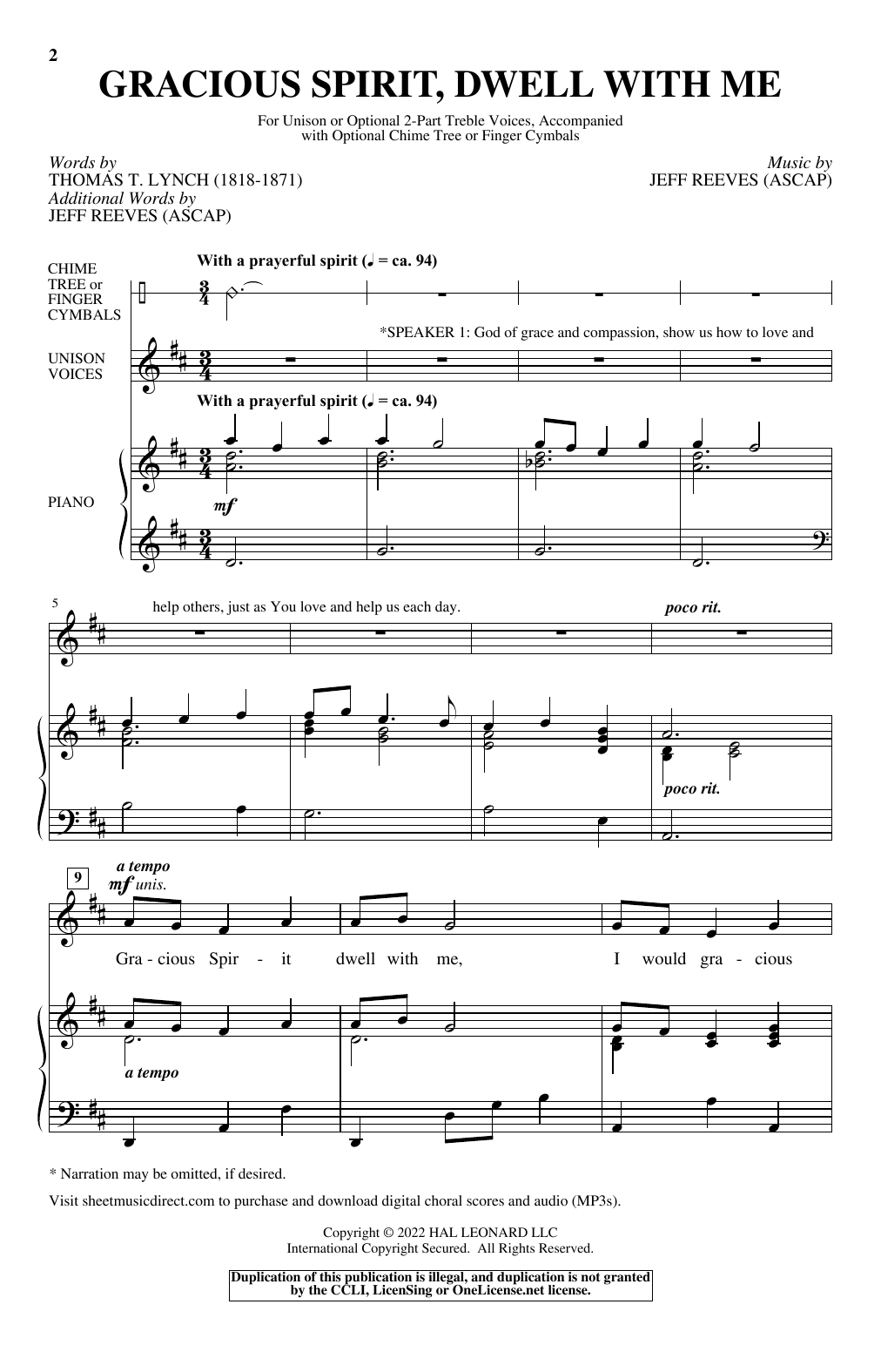 Learn to play Thomas T. Lynch and Jeff Reeves Gracious Spirit, Dwell With Me sheet music for Unison Choir in minutes. Price: 3.9900$ Thomas T. Lynch and Jeff Reeves Gracious Spirit, Dwell With Me sheet music notes and chords arranged for Unison Choir