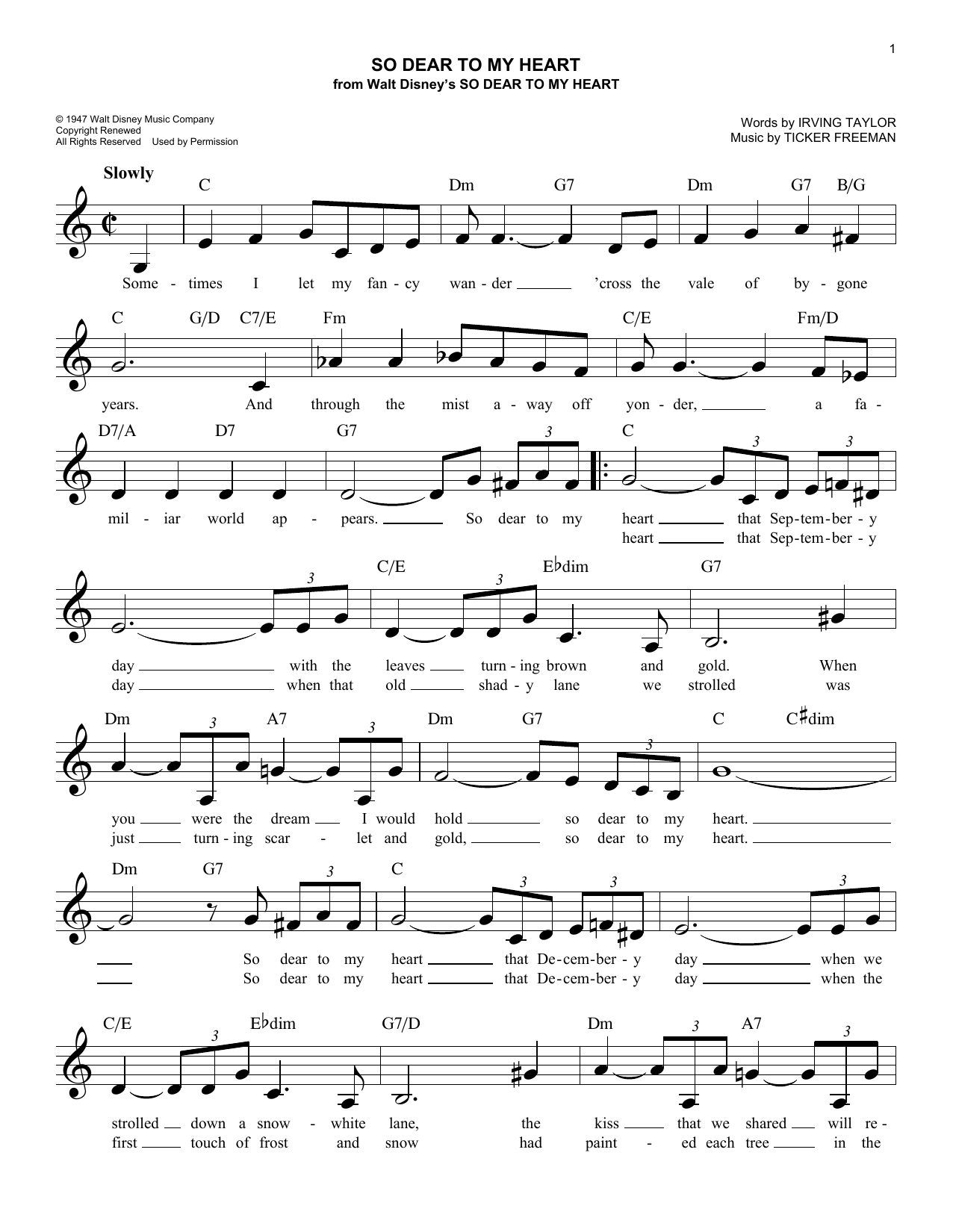 Learn to play Ticker Freeman So Dear To My Heart sheet music for Lead Sheet / Fake Book in minutes. Ticker Freeman So Dear To My Heart sheet music notes and chords. Download Printable PDF.