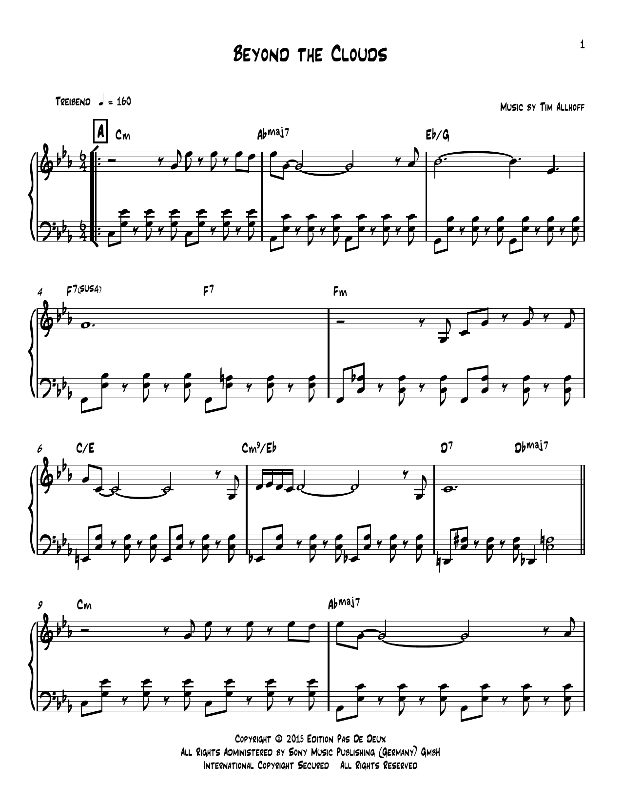 Learn to play Tim Allhoff Beyond The Clouds sheet music for Piano Solo in minutes. Price: 7.8900$ Tim Allhoff Beyond The Clouds sheet music notes and chords arranged for Piano Solo