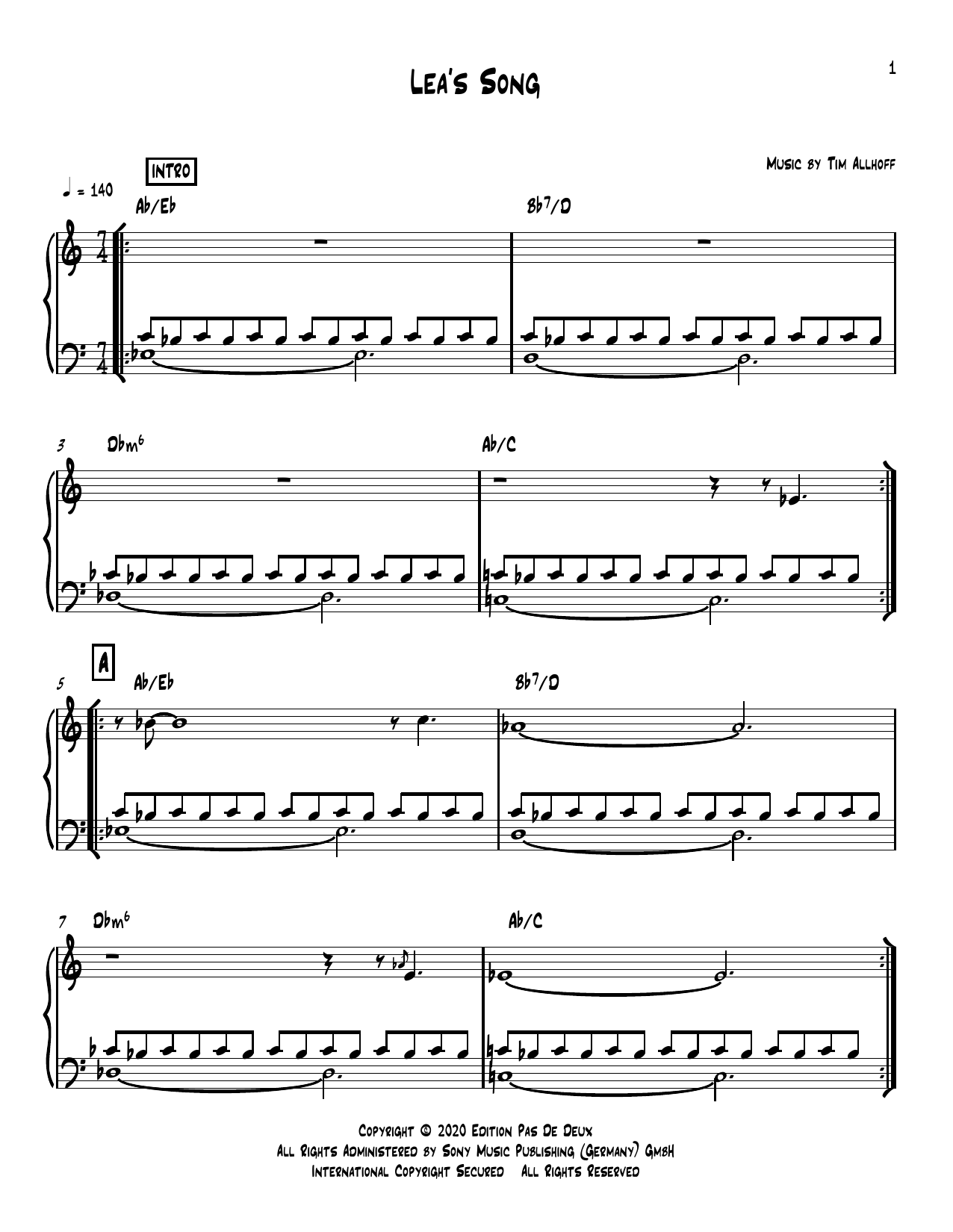 Tim Allhoff Lea's Song sheet music notes and chords. Download Printable PDF.