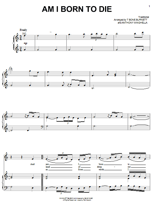 Tim Eriksen Am I Born To Die sheet music notes and chords. Download Printable PDF.