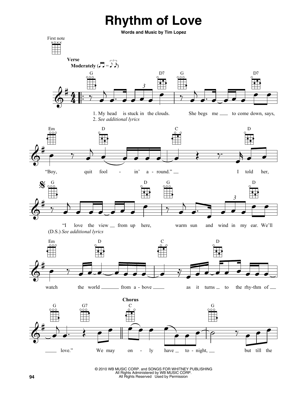 Tim Lopez Rhythm Of Love sheet music notes and chords. Download Printable PDF.