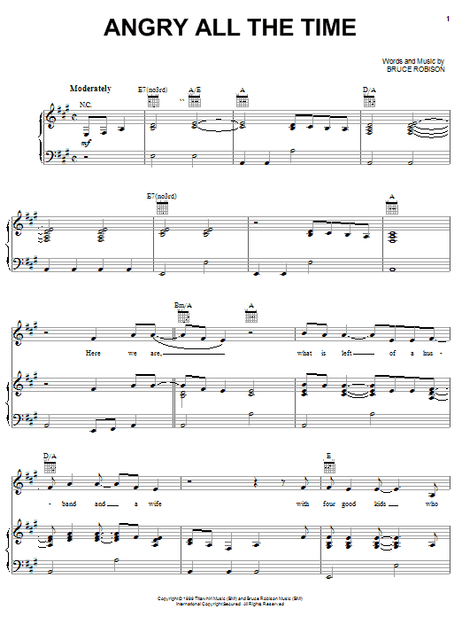 Learn to play Tim McGraw Angry All The Time sheet music for Lead Sheet / Fake Book in minutes. Price: 5.9900$ Tim McGraw Angry All The Time sheet music notes and chords arranged for Lead Sheet / Fake Book