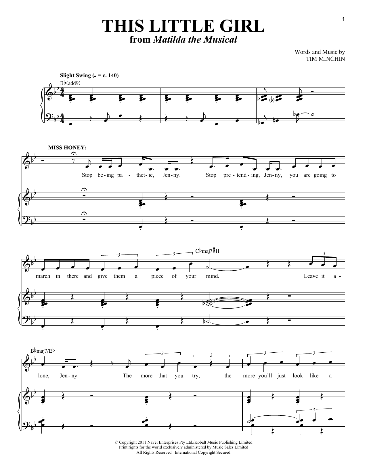 Tim Minchin This Little Girl sheet music notes and chords. Download Printable PDF.