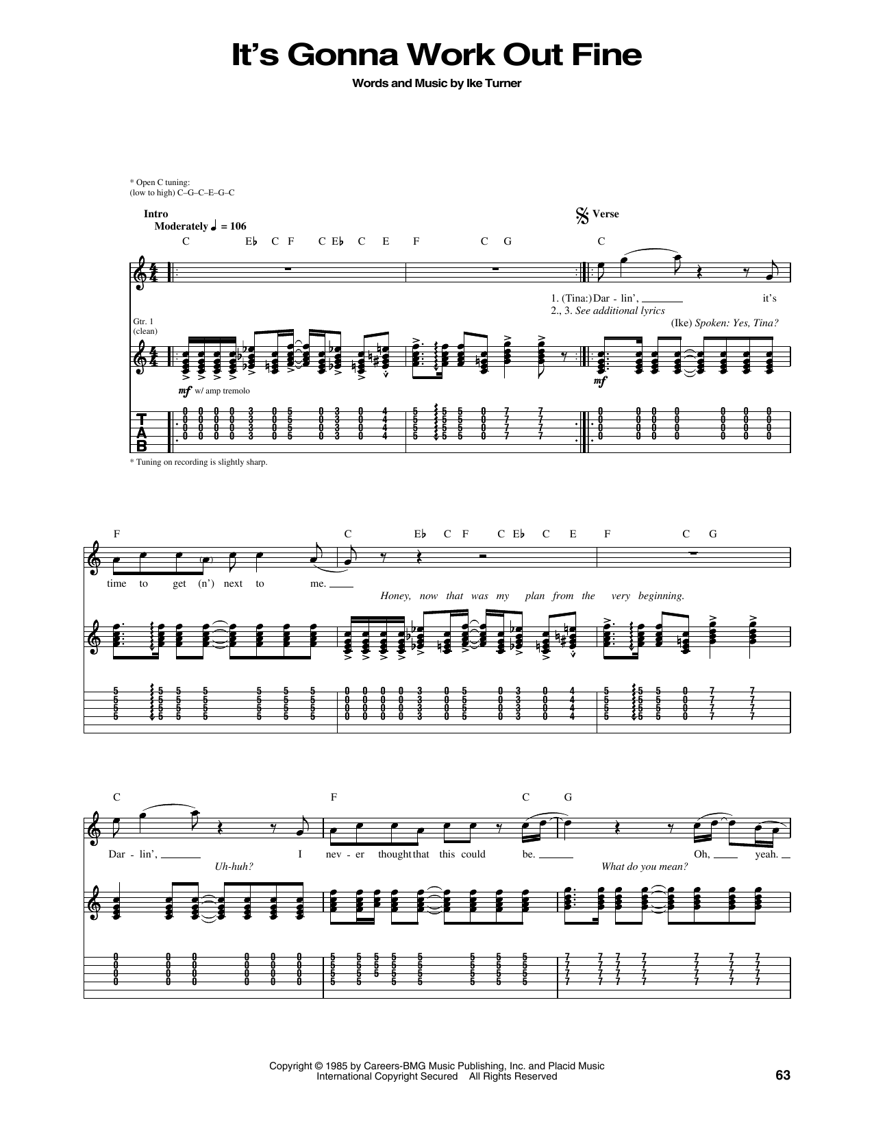 Learn to play Tina Turner It's Gonna Work Out Fine sheet music for Lead Sheet / Fake Book in minutes. Price: 5.9900$ Tina Turner It's Gonna Work Out Fine sheet music notes and chords arranged for Lead Sheet / Fake Book