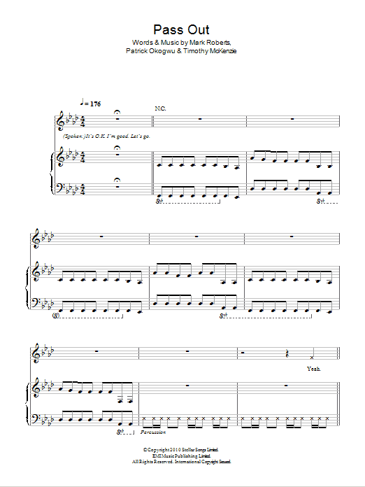 Tinie Tempah Pass Out sheet music notes and chords. Download Printable PDF.