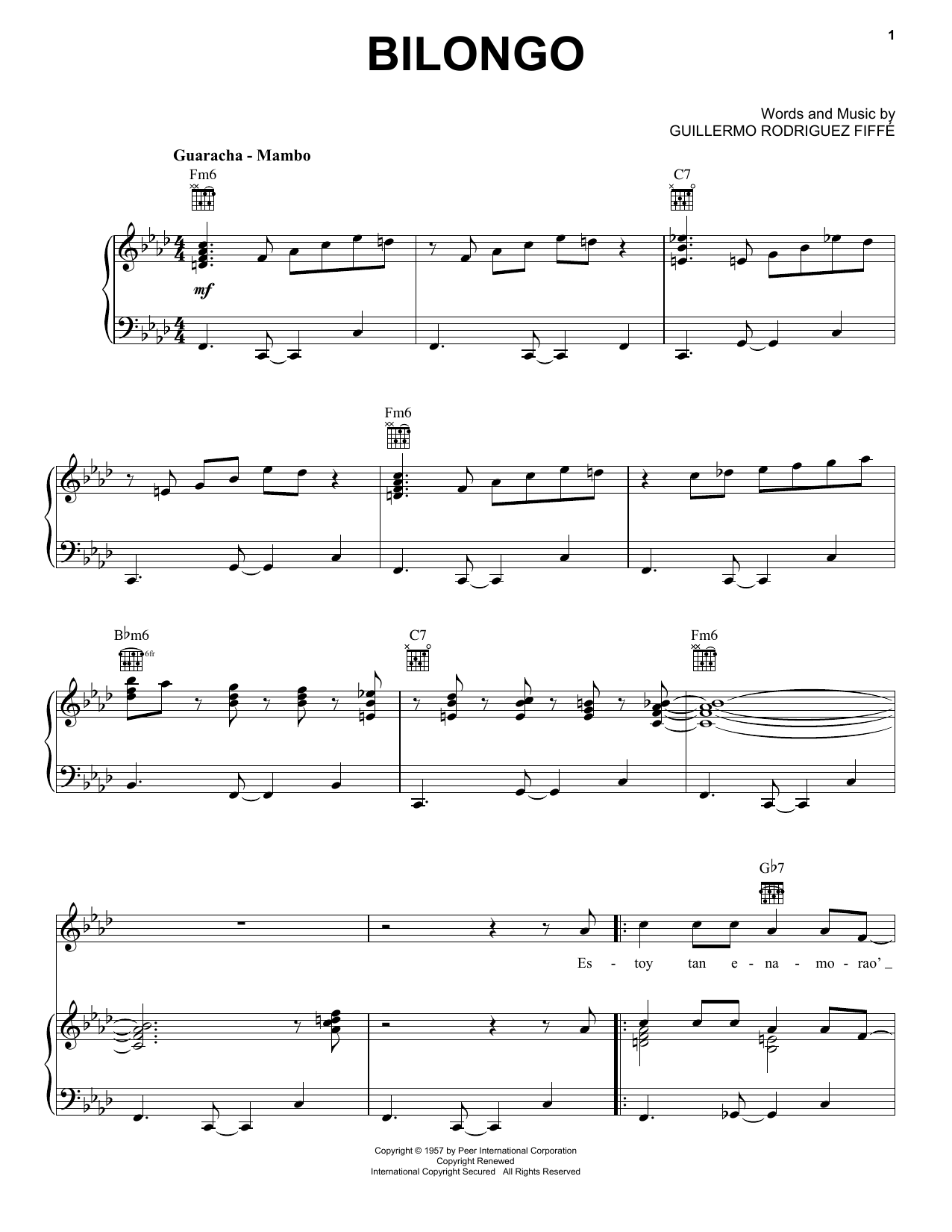 Tito Rodriguez Bilongo sheet music notes and chords. Download Printable PDF.