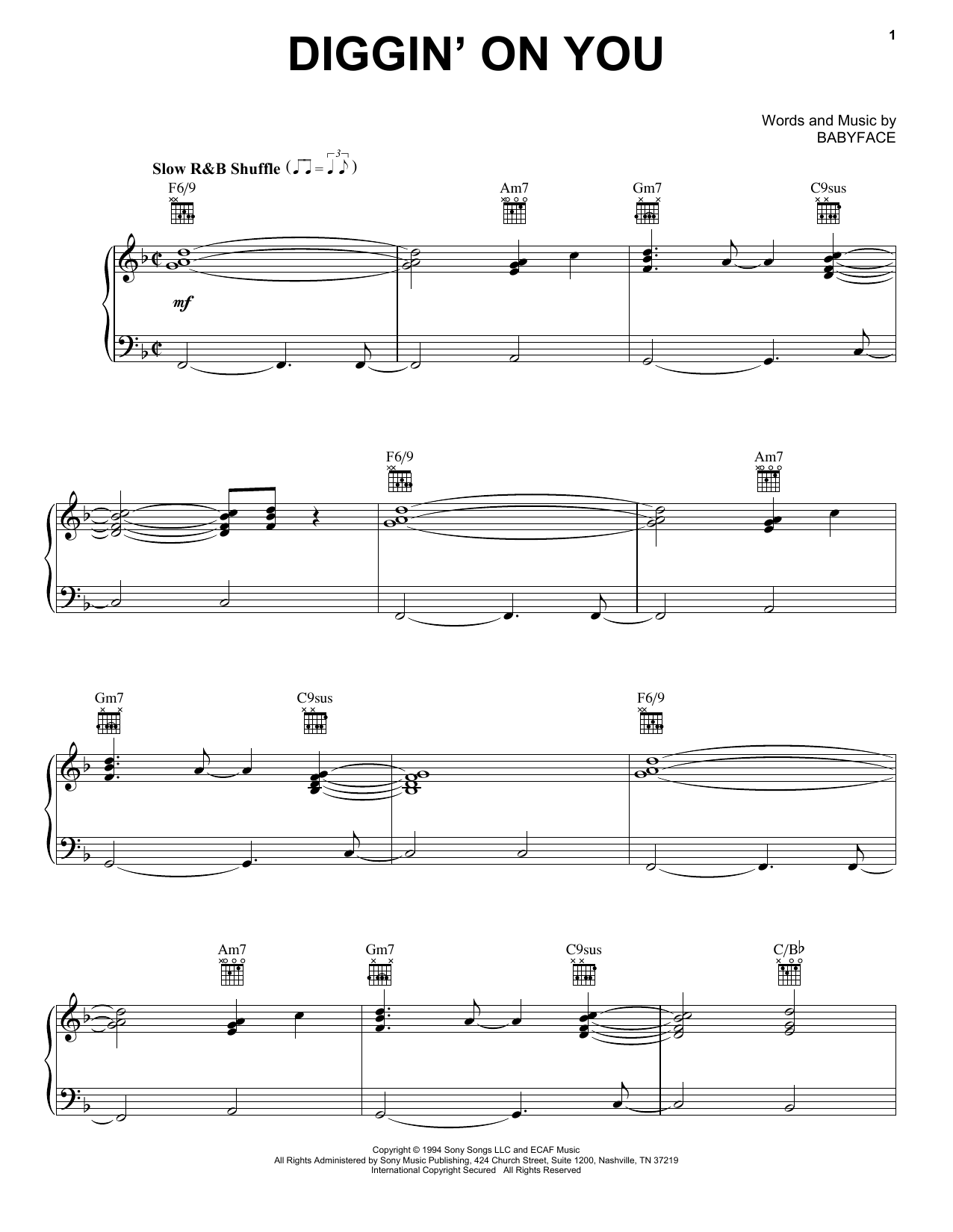 TLC Diggin' On You sheet music notes and chords. Download Printable PDF.