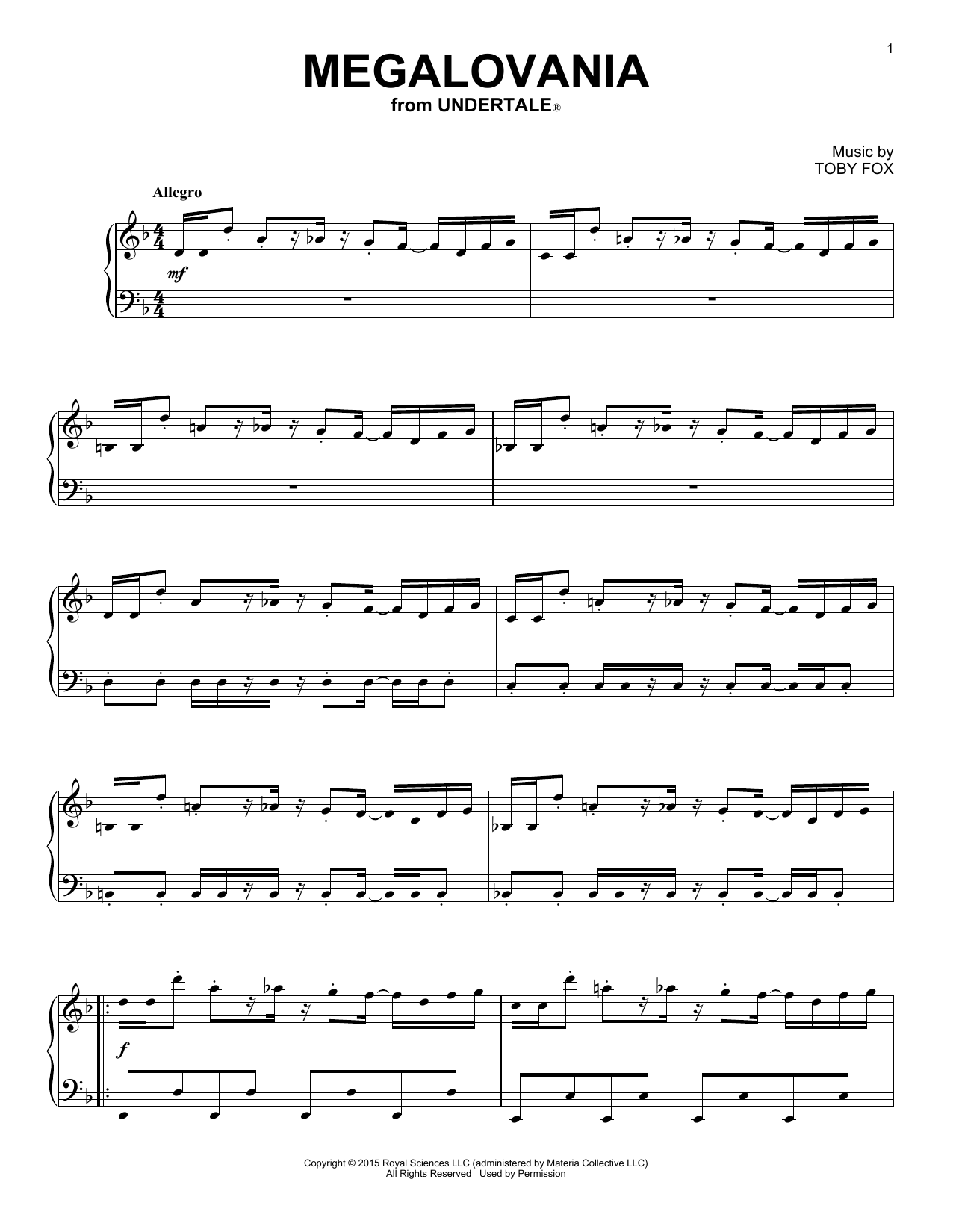 romántico Mierda teoría Toby Fox 'Megalovania' Sheet Music in Dmi | PDF Download Printable Piano  Music Notes (Transposable)